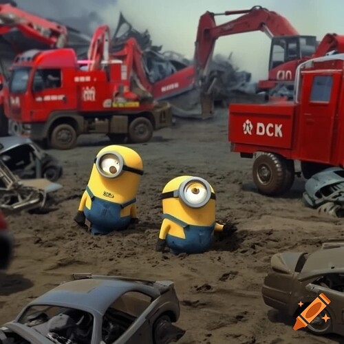 craiyon_001447_Minions_con_uniforme_de_la_unidad_militar_de_emergencia__quitando_barro_de_la_dana_de_valencia_con_c