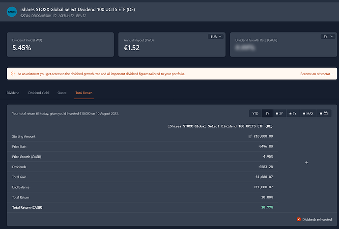 iShares STOXX Global Select Dividend 100 UCITS ETF (DE) - WKN A0F5UH ISIN DE000A0F5UH1